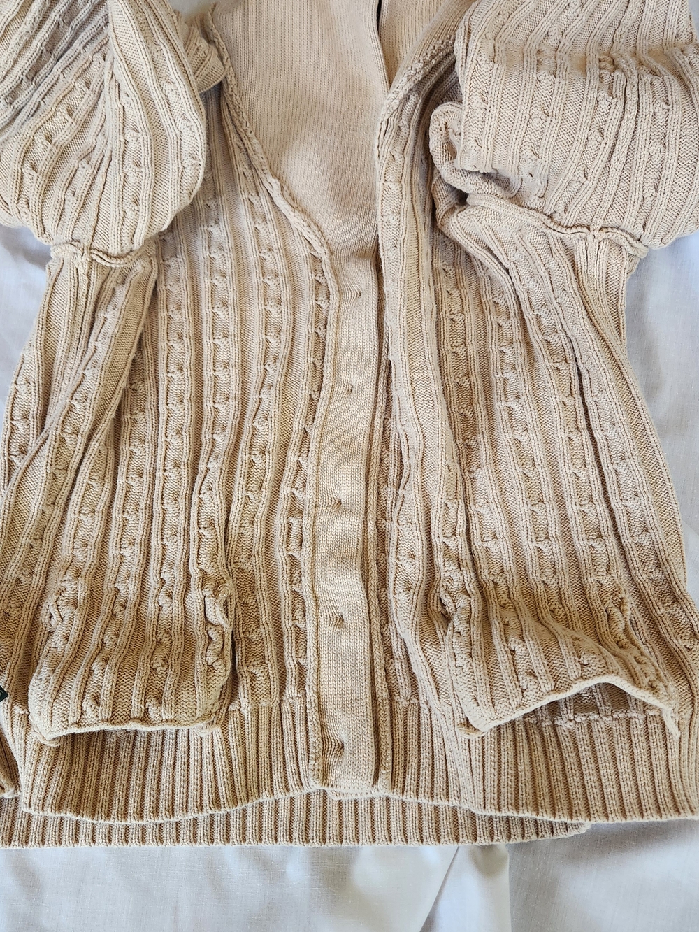 Lauren Ralph Lauren Cream Cable-Knit Shawl Collar Cardigan - Picture 7 of 13
